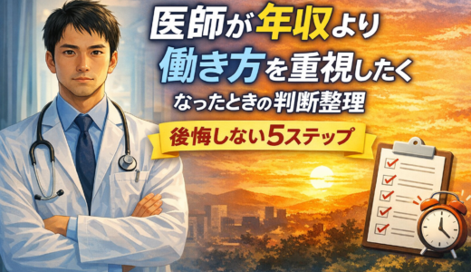 医師が年収より働き方を重視したくなったときの判断整理【後悔しない5ステップ】