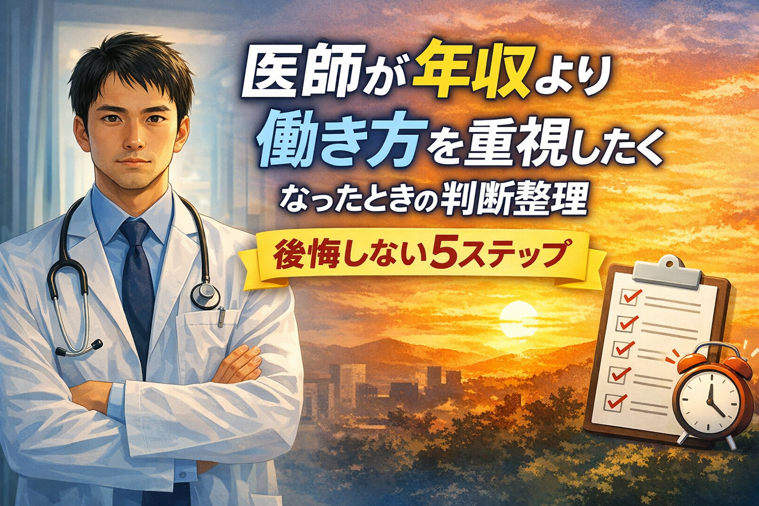 医師が年収より働き方を重視したくなったときの判断整理【後悔しない5ステップ】