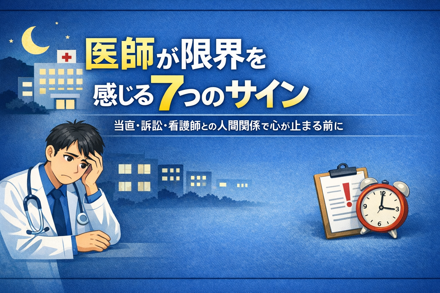 医師が限界を感じる7つのサイン｜当直・訴訟・看護師との人間関係で心が止まる前に