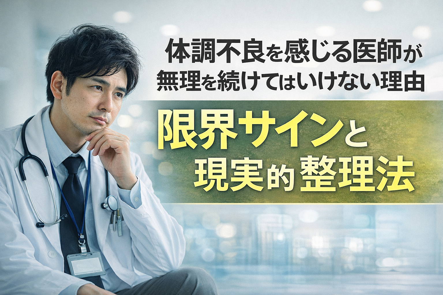 体調不良を感じる医師が無理を続けてはいけない理由｜限界サインと現実的な整理法