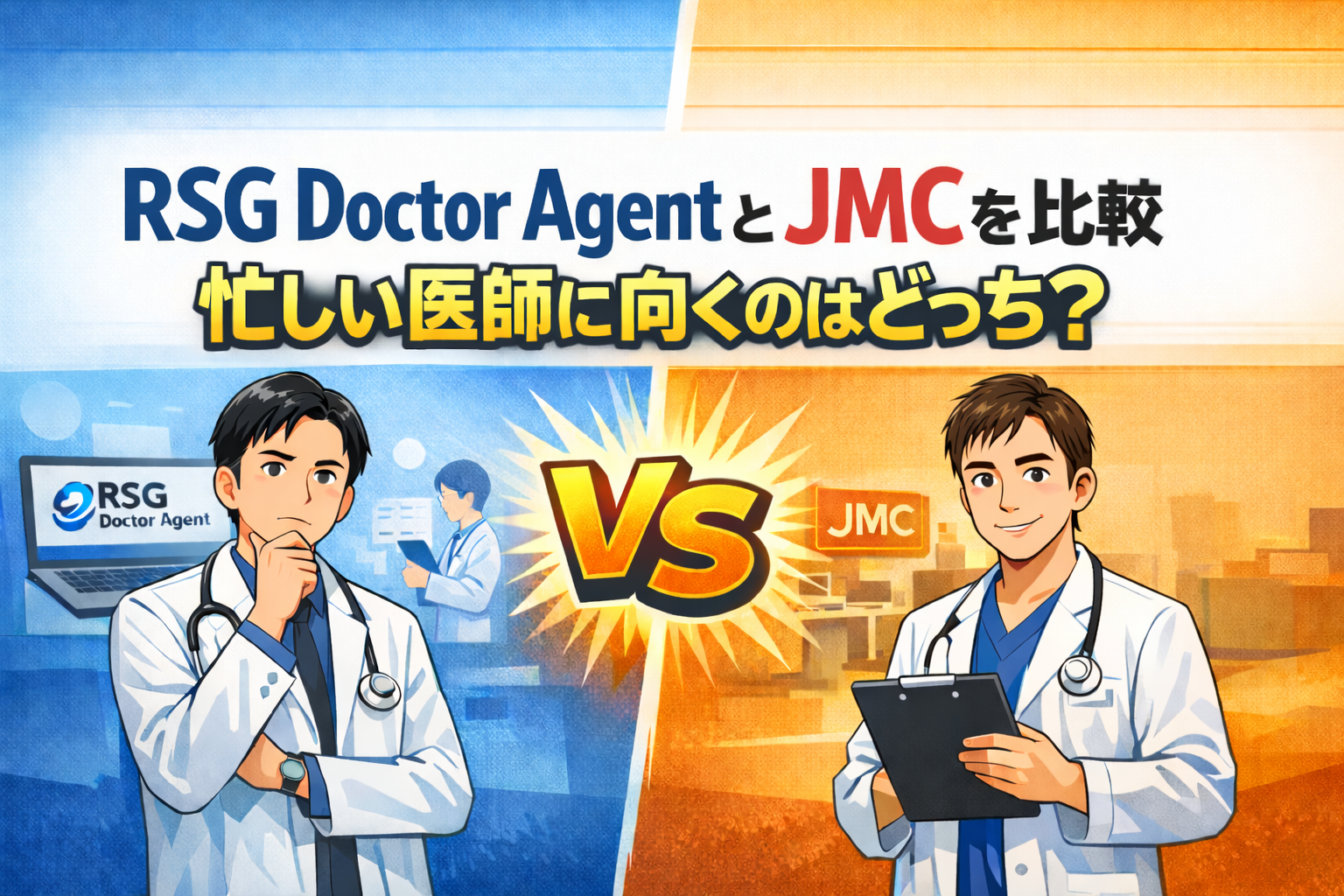 RSG Doctor AgentとJMCを比較|忙しい医師に向くのはどっち?