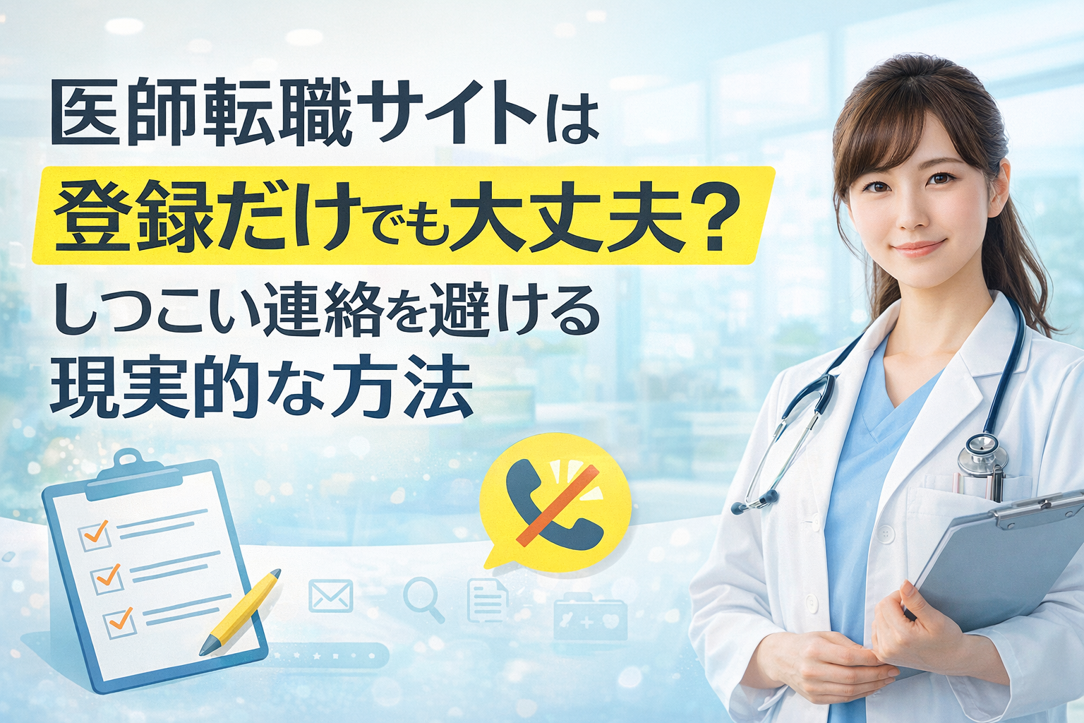 医師転職サイトは登録だけでも大丈夫？しつこい連絡を避ける現実的な方法