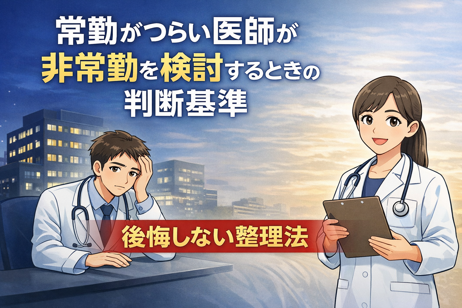 常勤がつらい医師が非常勤を検討するときの判断基準【後悔しない整理法】