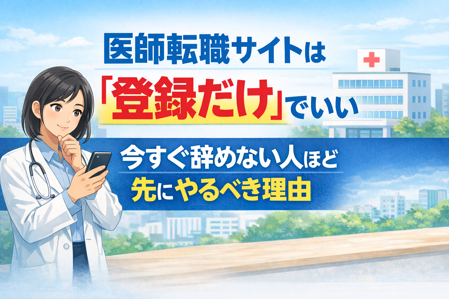 医師転職サイトは「登録だけ」でいい｜今すぐ辞めない人ほど先にやるべき理由