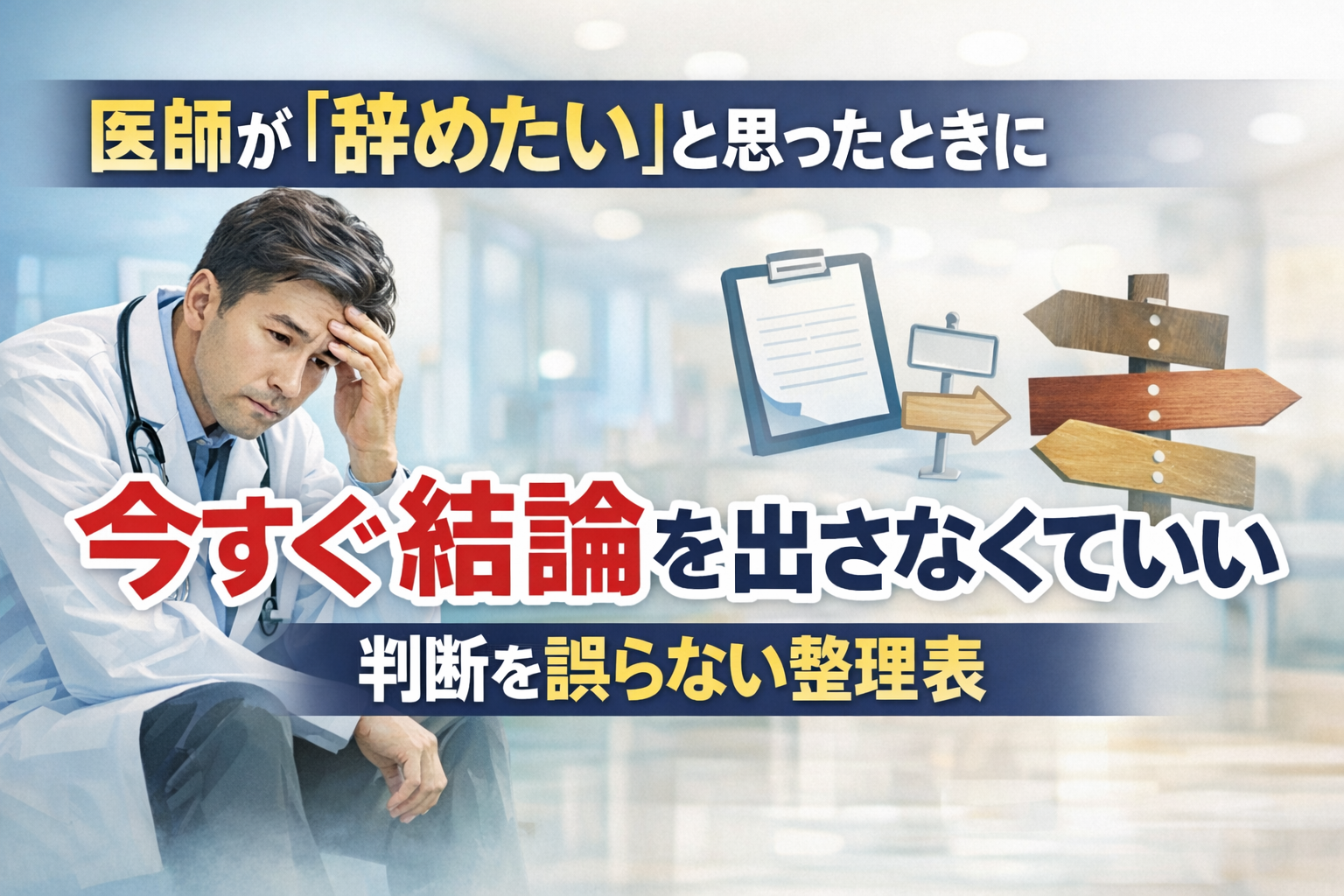 医師が「辞めたい」と思ったときに今すぐ結論を出さなくていい理由｜判断を誤らない整理表